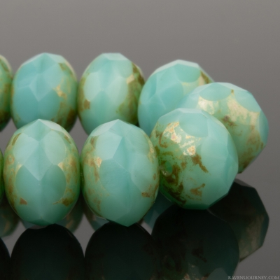 Rondelle (9x6mm) Aqua Vaseline Silk with Lustered Picasso Finish