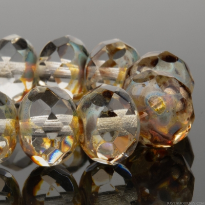 Rondelle (9x6mm) Crystal Transparent with Blue Picasso Finish