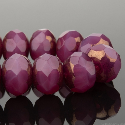 Rondelle (9x6mm) Purple Pink Opaline with Bronze Finish