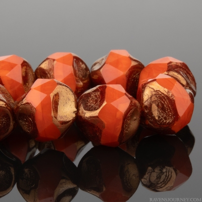 Baroque Central Cut (9mm) Orange Opaline with Bronze Finish