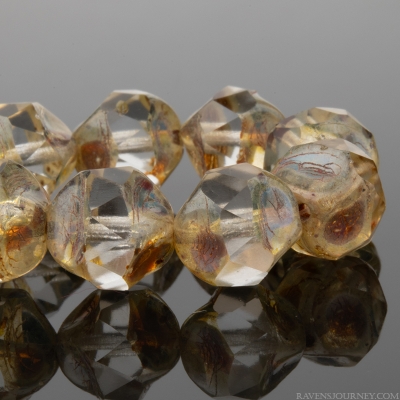Baroque Central Cut (9mm) Crystal Transparent with Picasso Finish