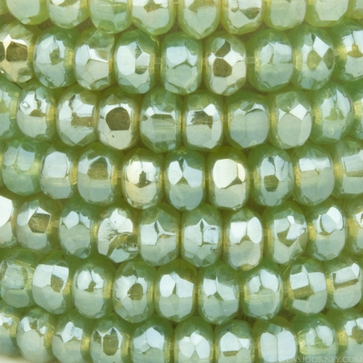 Gem Cut Microspacer (3x2mm) Sage Green Transparent with Silver Luster