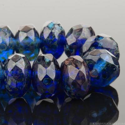 Rondelle (7x5mm) Cobalt Blue with Full Coat Picasso Finish
