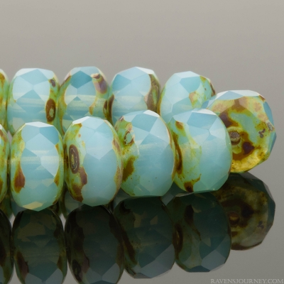 Rondelle (7x5mm) Blue Opal with Picasso Finish