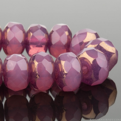 Rondelle (7x5mm) Pink Opal with Bronze Finish