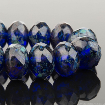 Rondelle (9x6mm) Cobalt Blue Transparent with Full Picasso Finish