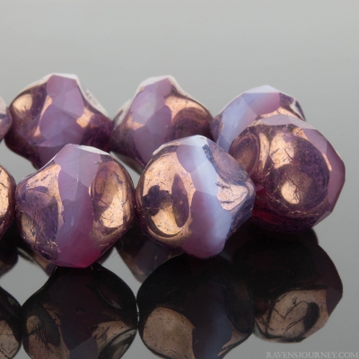 Baroque Central Cut (9mm) Pink Opaline and Lilac Silk Mix with Bronze Finish