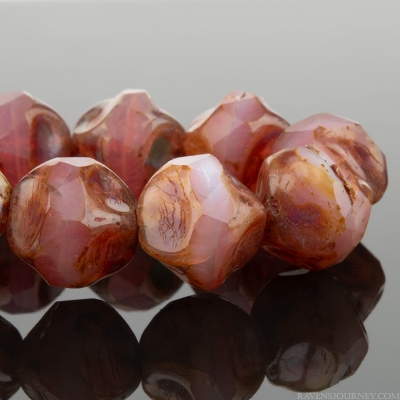 Baroque Central Cut (9mm) Pink Opaline and Lilac Silk Mix with Picasso Finish