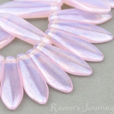 Medium Dagger (16x5mm) Pink Opaline with Luster, 300 LOOSE Beads per Unit *Last Unit Remaining*