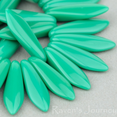 Medium Dagger (16x5mm) Turquoise Green Opaque 4 Strands Of 50 Beads per Unit *Last Unit Remaining*
