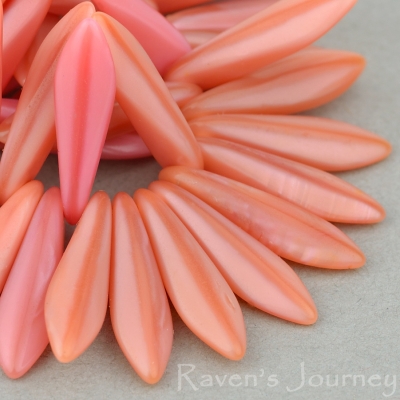 Medium Dagger (16x4mm) Pink Amber Mix Silk