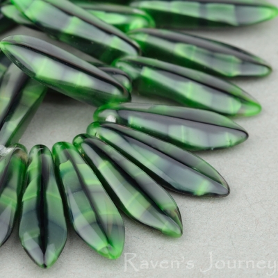 Medium Dagger (16x5mm) Green Jet Mix Tiger's Eye-osx