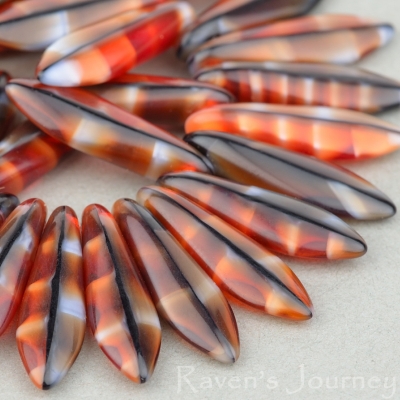 Medium Dagger (16x5mm) Orange Jet White Mix Tiger's Eye