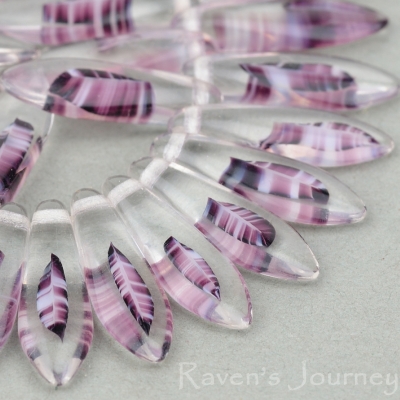 Medium Dagger (16x5mm) Crystal Purple White Stripe Mix Transparent-osx