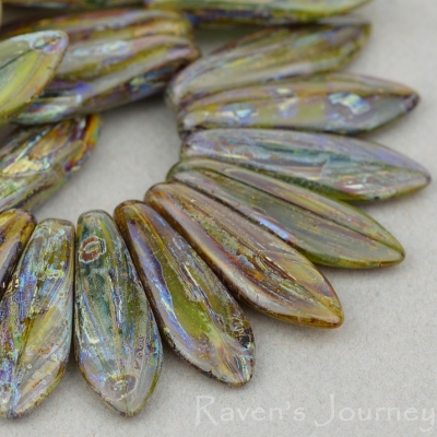 Medium Dagger (16x5mm) Brown Grey Green Mix Opaque with Picasso Fullcoat