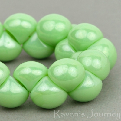 Button Bead (9mm) Mint Green (Vaseline) Opaque with Luster