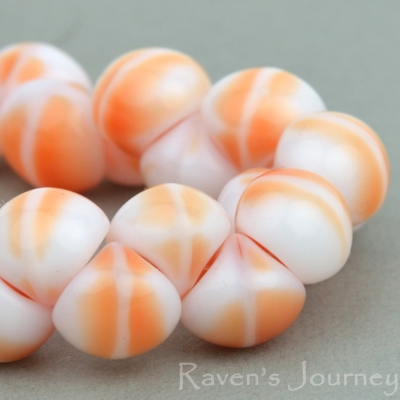 Button Bead (9mm) Orange White Mix Opaque-osx
