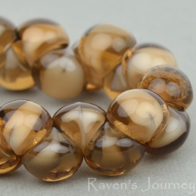 Button Bead (9mm) Topaz White Mix Opaque Transparent-osx