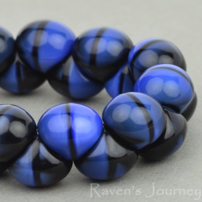 Button Bead (9mm) Blue Jet Mix Silk-osx