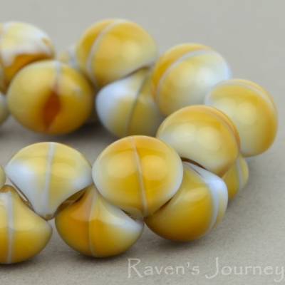 Button Bead (9mm) Blue Amber Mix Silk-osx