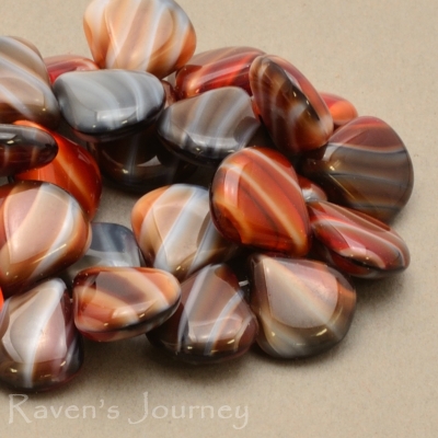 Briolette (12x11mm) Orange Jet Grey Mix Tiger's Eye