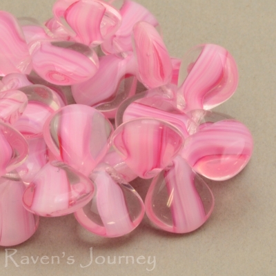 Briolette (12x11mm) Pink White Crystal Stripe Mix Transparent