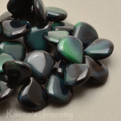 Briolette (12x11mm) Jet Green Mix Opaque