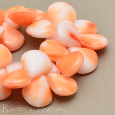 Briolette (12x11mm) Orange White Mix Silk