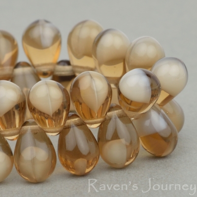 Pressed Drop (9x6mm) Topaz White Mix Opaque Transparent-osx