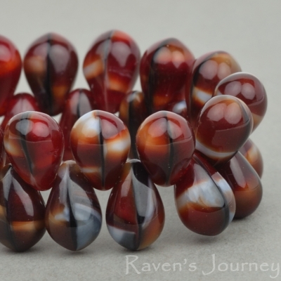 Pressed Drop (9x6mm) Red Tiger's Eye