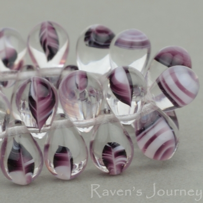 Pressed Drop (9x6mm) Purple White Crystal Mix Opaque Transparent-osx