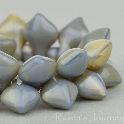 Spade (11x8mm) Grey and Gold Silk Mix 135 LOOSE Beads *Last Unit Remaining*