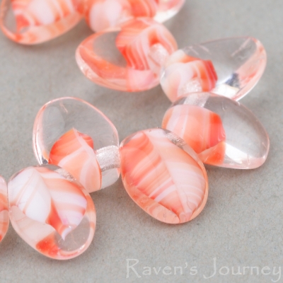 Petal (8x6mm) Orange White Crystal Mix Opaque Transparent