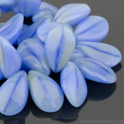 Petal (13x8mm) Blue and Gold Silk Mix