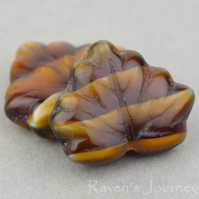 Maple Leaf (13x11mm) Brown Jet Tiger's Eye-osx