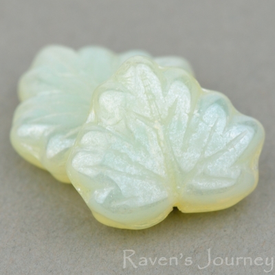 Maple Leaf (13x11mm) Vaseline Yellow Opaline Luster-osx