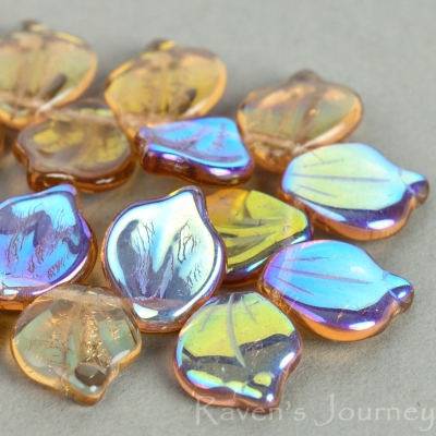 Wide Leaf (15x12mm) Topaz Transparent with AB-osx