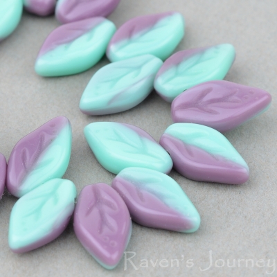 Small Leaf (10x6mm) Mint Purple Mix Opaque