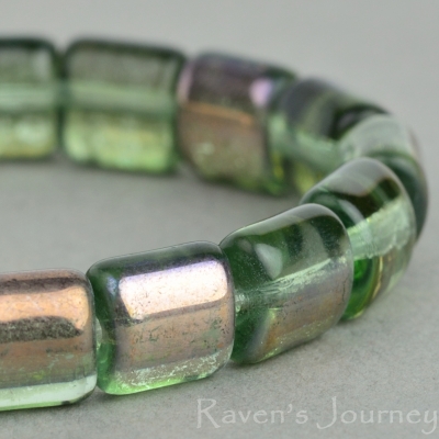 Barrel (8x8x6mm) Green Tourmaline Transparent with Copper-osx