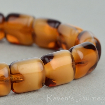 Barrel (8x8x6mm) Brown White Mix Opaque Transparent