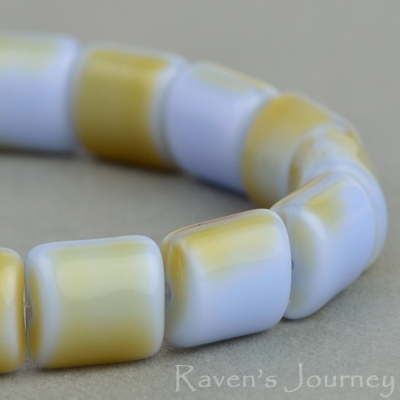 Barrel (8x8x6mm) Blue Amber Mix Silk Transparent