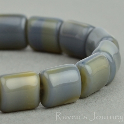 Barrel (8x8x6mm) Grey Gold Mix Silk