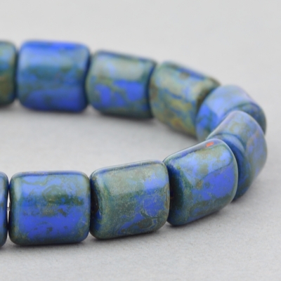 Barrel (8x8x6mm) Blue Silk with Picasso Fullcoat