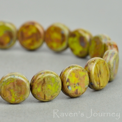 Coin (8mm) Gaspeite Opaque with Picasso Fullcoat