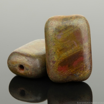 Rectangle (12X8mm) Red Opaque with Picasso Finish