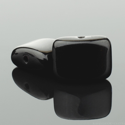 Short Hole Rectangle (12x8mm) Jet Black Opaque