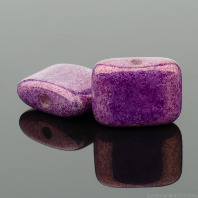 Short Hole Rectangle (12x8mm) Purple Luster Opaque-osx