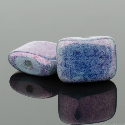 Short Hole Rectangle (12x8mm) Turquoise Opaque with Purple Luster-osx