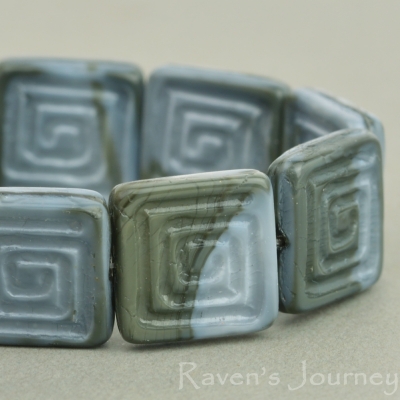 Greek Key (13mm) Grey Gold Mix Silk