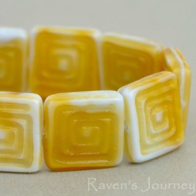 Greek Key (13mm) Amber Blue Mix Silk Transparent